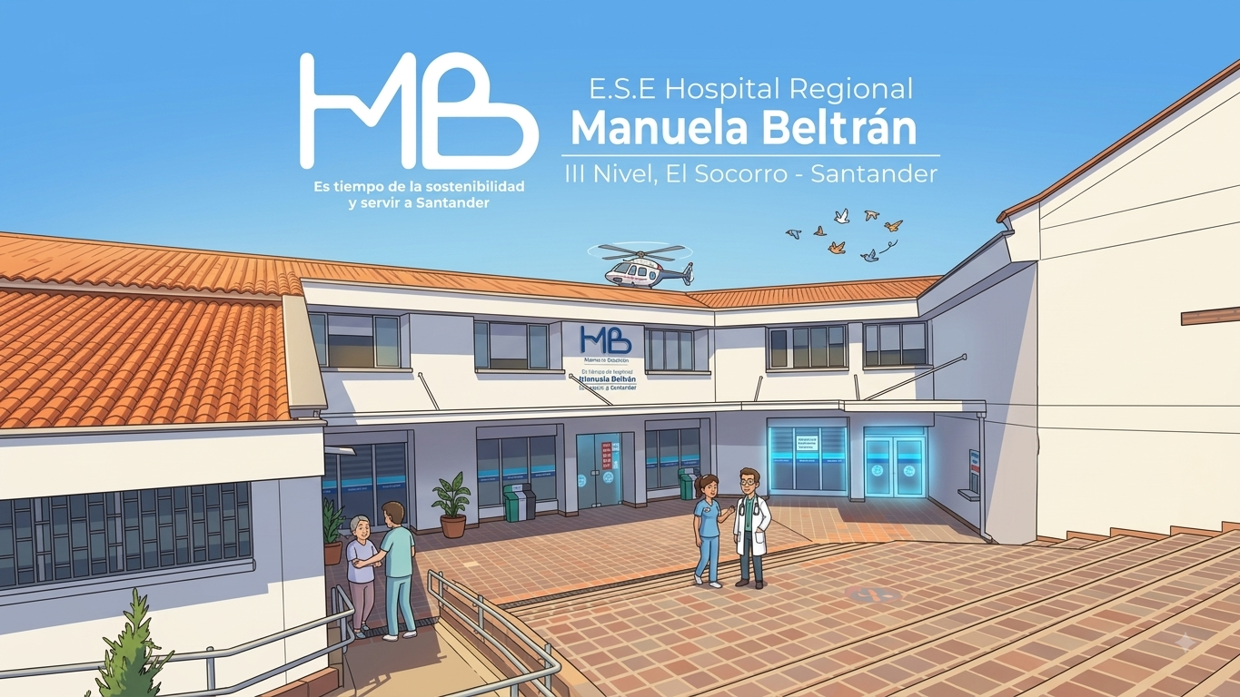 Fotografía de la fachada principal del Hospital Regional Manuela Beltrán en Socorro, Santander